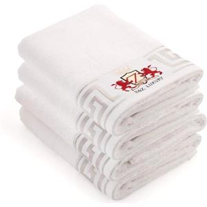 B&Z Luxury BZ Luxury Set 4 Asciugamani Bagno Bianco 50x100 cm 500 gr/m² Bamboo Cotone - Spugna Asciugamani Viso Mani Super Assorbenti Alta Grammatura - Ospiti Hotel Spa Palestra OEKO-TEX