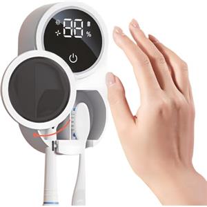 Avilia Sterilizzatore Spazzolini da Parete UV-C con Sensore Infrarossi e Display LED - Asciugatura Automatica e Ricarica USB - Porta Spazzolino Antibatterico per Spazzolini Manuali ed Elettrici