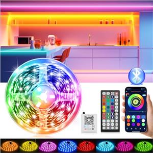 Realky Strisce LED, 15M RGB Led Camera, APP Bluetooth Controllato Luci Gaming, LED Striscia Musica Sincronica, Luci Colorate Timer per Decorare TV, Cucina, Feste, La Stanza dei Bambini