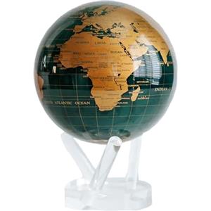 MOVA Globes Verde Smeraldo e Oro Classico (4,5") | Mappamondo Auto-Rotante a Energia Luminosa |Silenzioso, Senza Batterie né Fili |Decorazione da Scrivania o Idea Regalo Globo Spazio