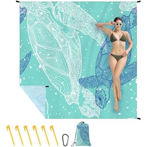 Ainiv Coperta Picnic Impermeabile, Tappeto da Spiaggia Anti Sabbia, 210 * 200cm(4-6 Persone) Grande Tappetino da Spiaggia, Stuoia Campeggio con 6 Picchetti Fixed per Picnic, Spiaggia, Campeggio