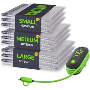 Vacbird Set di 9 Sacchetti Sottovuoto Vestiti Viaggio con Pompa USB, Buste Sottovuoto Vestiti Riutilizzabili, Durata Sacchi Sottovuoto da Viaggio - Essenziali per Viaggio Salvaspazio