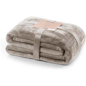 DecoKing Coperta Plaid Pile 70 x 150 cm per Letto Singolo Calda Accogliente e Spessa in Morbido Velluto Per Letto Divano Sedia Tutte le Stagioni Cappuccino Mic