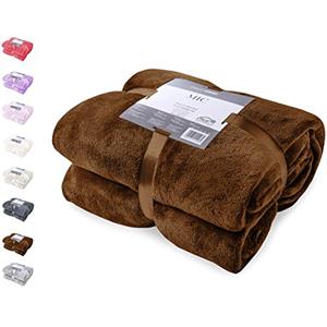 DecoKing Coperta Plaid Pile 70 x 150 cm per Letto Singolo Calda Accogliente e Spessa in Morbido Velluto Per Letto Divano Sedia Tutte le Stagioni Marrone Mic