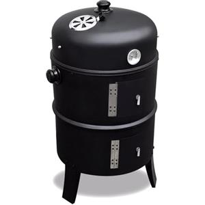 ITA Griglia Multifunzione 3 in 1 - Grigliare, Affumicare, Cuocere - Barbecue a Carbone modulare con termometro e Regolazione del Flusso d'Aria sul Coperchio - Griglia a Botte affumicatore