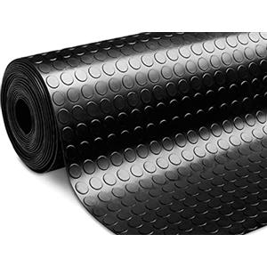 BIANCHERIAWEB Tappeto Rivestimento Pavimento Gommato PVC con Bolle Colore Nero Bollato 100x600 Floor Nero