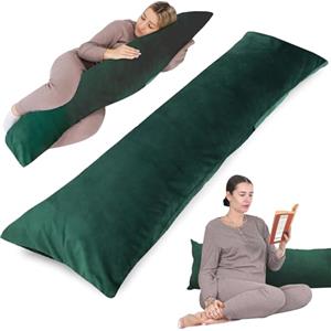 Totsy Baby Cuscino per dormiente laterale con rivestimento in velluto, 40 x 145 cm, cuscino di comfort, cuscino per corpo per dormire, cuscino laterale, cuscino per dormire laterale, colore: verde