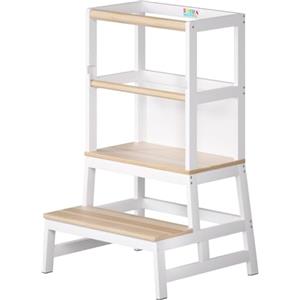 Spielwerk Torre Montessoriana Apprendimento per Bambini in Legno con Lavagna Sgabello Torretta Montessori Didattica Learning Tower 50 x 51 x 93 cm a partire da 2 anni