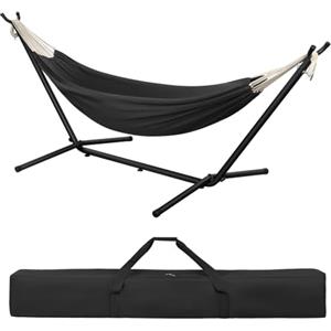 Laneetal Amaca con Supporto, Amaca con Struttura in Metallo per 2 Persone, Portata Max. 250 kg, Borsa da Trasporto, per Campeggio/Giardino/Balcone/Piscina, 280x106x100cm (Grigio Scuro, 280x106x100cm)