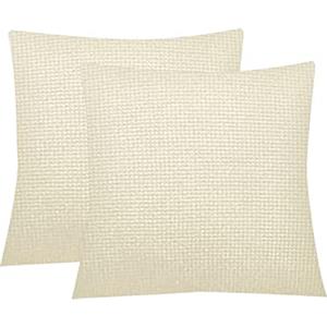 Jaotto Federe Confezione da 2 Federe Cuscini Divano Decorativi Fodere Quadrati Spandex 45x45cm Cuscino Copricuscini per Soggiorno Camera da Letto Casa(Jacquard#Beige,Set di 2)
