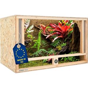 ITA Terrario in Legno 100x50x50 cm con Ventilazione Frontale e igrometro Integrato - Terrario in Legno OSB-3 - per rettili, Serpenti, Anfibi - Prodotto UE, Certificato FSC