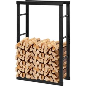 Laneetal Legnaia per Esterno e Interno, Portalegna da Interno 100x60x25cm, Porta Legna Accanto al Camino, Scaffale in Metallo per Legna da Ardere, Nero