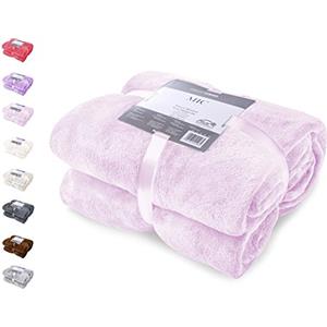 DecoKing Coperta Plaid Pile 70 x 150 cm per Letto Singolo Calda Accogliente e Spessa in Morbido Velluto Per Letto Divano Sedia Tutte le Stagioni Rosa Polvere Mic
