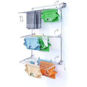 foxydry Tower, Stendibiancheria a torre da parete, Stendino da muro verticale, stendino a scomparsa richiudibile da interno e esterno 108x52x137 cm (108x52x137 cm, Grigio Destro)