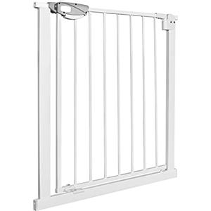 UISEBRT, cancelletto di protezione per porte, non richiede foratura, per bambini, largo 75-85 cm, chiusura automatica, in metallo, bianco