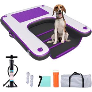 HEYLIFE Rampa Gonfiabile Per Cani cancelletti e Rampe Inflatable Dog Water Pool Ramp Per Piscina Fino a 100 kg Purple 150x100x10cm