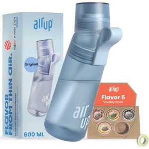 AIR UP Borraccia Twist Pro originale starter set con cialde 5 gusti I Borraccia da 600ml con aromi senza zucchero | Lavabile in lavastoviglie, senza BPA I Colore blu