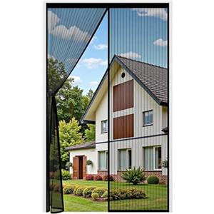 Auxmir Zanzariera Magnetica 100 x 200CM, Tenda Zanzariera Porta Ingresso Cortile, Allargamento Superiore Aggiornamento Anti Insetti Traspirante Chiusura Automatica con Rete Fine, Nero