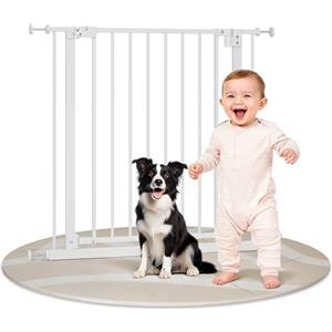 WOLTU Cancelletto per Bambini in Metallo, Cancello Scale e Porte con Apertura 75-87 cm, per Cani, Apribile in 2 Direzioni, Serratura Doppia, Montaggio con/senza Foratura, Bianco