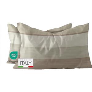 Dorian Home - Federe Cuscino Letto 50x80 Cotone 100% Puro, Morbido e Certificato, Coppia di 2 Federe Abbinate da Aggiungere al Set Copripiumino, Federa Cuscini 4 Stagioni con Comoda Patella di 18 cm