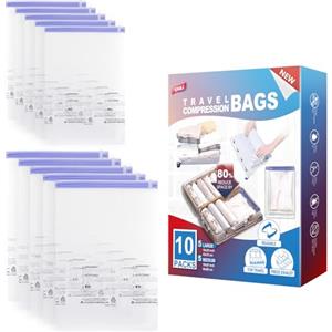 TAILI Piccoli Sacchetti sottovuoto per Vestiti, Sacchetti sottovuoto da Viaggio, Confezione da 10 Pezzi, 70 x 45 cm, 60 x 40 cm, riutilizzabili, consentono di Risparmiare l'80% di Spazio per Viaggi
