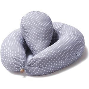 Niimo Cuscino Gravidanza e Allattamento per Dormire di lato con Cuscino Piccolo Multifunzionale Federa Esterna 100% Cotone Sfoderabile e Lavabile Uso Versatile (Grigio Pois Bianchi)