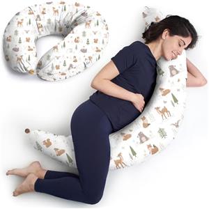 Niimo Cuscino Allattamento e Gravidanza XXL - Cuscino Gravidanza per Dormire con Federa 100% Cotone, Vincitore Del Doppio Platino Nel 2022, Ciambella Allattamento Neonato, Cuscino per Gravidanza