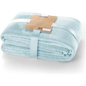 DecoKing Coperta Plaid Pile 70 x 150 cm per Letto Singolo Calda Accogliente e Spessa in Morbido Velluto Per Letto Divano Sedia Tutte le Stagioni Azurro Mic
