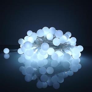 Luccika Home Catena Luminosa LED, Sfere Decorative 2 cm, 10 Metri, 8 Giochi di Luce, Telecomando, Timer, IP44 Interno/Esterno (Bianco Ghiaccio)