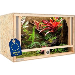 ITA Terrario in Legno 120x60x60 cm con Ventilazione Frontale e igrometro Integrato - Terrario in Legno OSB-3 - per rettili, Serpenti, Anfibi - Prodotto UE, Certificato FSC