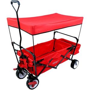 Fuxtec Carrello pieghevole City Bollerwagen FUXTEC - spiaggia - da giardino - trasporto bambini - qualsiasi terreno - tettuccio rimovibile - asta di trazione - 4 ruote - borsa posteriore - copertura - CT350