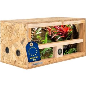 ITA Mini terrario 60x30x30 cm con Ventilazione Laterale e igrometro Integrato - Terrario in Legno OSB-3 - per rettili, Serpenti, Anfibi - Prodotto UE, Certificato FSC