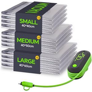 Vacbird Sacchetti Sottovuoto Vestiti Viaggio con Pompa USB, Set di 12 Buste Sottovuoto Vestiti Riutilizzabili, Durata Sacchetti Sottovuoto da Viaggio - Essenziali per Viaggio Salvaspazio