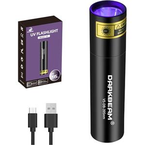 DARKBEAM Torcia UV Luce nera 395nm ultravioletta, Lampada di Wood Mini Portatile Potente Blacklight Ricaricabile USB, per Rilevare di urina animale domestico, vetro all'uranio, ambra, resina