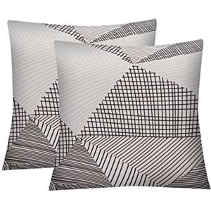 Jaotto Federe Confezione da 2 Federe Cuscini Divano Decorativi Fodere Quadrati Spandex 45x45cm Cuscino Copricuscini per Soggiorno Camera da Letto Casa(Linea Bianca,Set di 2)