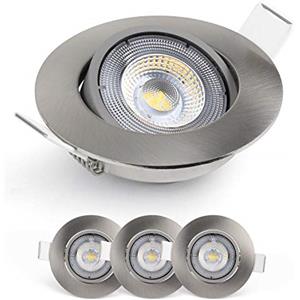 EMOS Incasso per Cartongesso 5W / 450 Lumen | Faretti LED soffitto da incasso 4000K Luce Bianco naturale | Set di 3 pezzi Spot LED Orientabili a 50°, Rotondi e Ultra Piatti in Argento