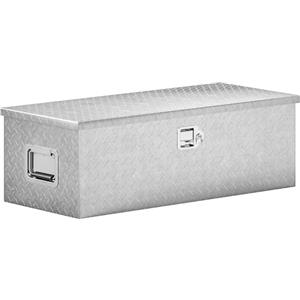 HOMCOM Cassetta degli Attrezzi in Alluminio con Serratura 2 Chiavi, Maniglia Laterale, Cassa Box Portautensili 43L Resistente, Scatola Portaoggetti per Pick-Up Camper Rimorchi, 76.2x33x24.4cm, Argento