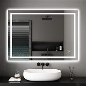 Dripex Specchio Bagno LED 50 x 70 cm Luce Specchio da Bagno con Anti-Nebbia Bianco Freddo 6400K Impermeabile,Smart Touch Retroilluminato Risparmio Energetico
