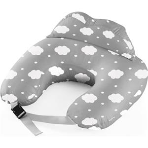 TOPCHANCES Cuscino Per Allattamento,Cuscino Gravidanza Multiuso Con Rivestimento In Cotone100% Cuscino Per Per L'allattamento Al Seno A Forma Di U,Cuscino Neonato Lavabile(Grigio Nuvola.)