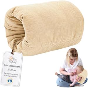 Totsy Baby Cuscino Mussola allattamento per bebe 20 cm - Cuscini a manica o a bracciale per l'alimentazione neonato piccolo cuscinetto per bambini o bambina Oeko-Tex Beige chiaro