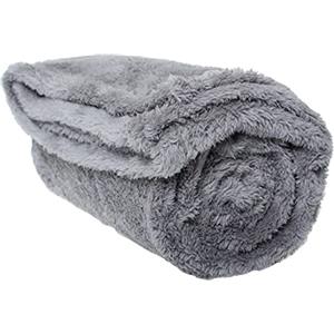 pet wiz Morbida coperta in pile per cani e gatti, calda coperta per animali domestici, lavabile in lavatrice, coperta da letto e da viaggio, protegge i mobili, grigio, piccola 60 x 80 cm