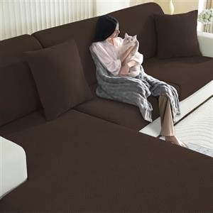 YSTELLAA Copriseduta Divano Elasticizzato, Copri Seduta Divano Antiscivolo, Universale Copridivano Cuscini Separati, Sofa Seat Cover Lavabili(1 Posto*2, Caffè Scuro)