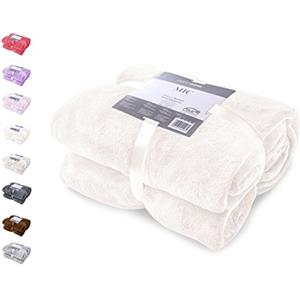 DecoKing Coperta Plaid Pile 70 x 150 cm per Letto Singolo Calda Accogliente e Spessa in Morbido Velluto Per Letto Divano Sedia Tutte le Stagioni Ecru Mic