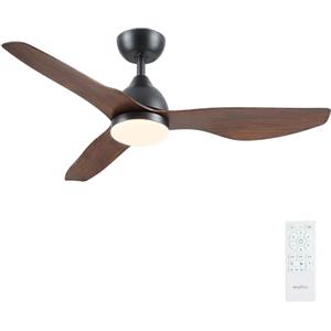 Newday Ventilatore Soffitto Legno Vintage, 116cm Ventilatore da Soffitto con Telecomando Silenzioso, Pale da Soffitto con Luce Dimmerabile, Ventola Soffitto Réversible per Camera da letto Soggiorno