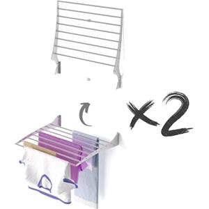 foxydry Fold, Stendino da parete, stendibiancheria da muro richiudibile da balcone da interno o esterno in Alluminio e Acciaio (2x 60 cm)