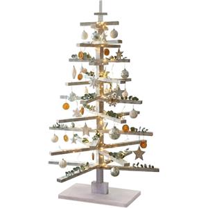 Mendler Albero di natale moderno HWC-H77 decorazione natalizio 3D stile Shabby legno 130x82x82cm - bianco