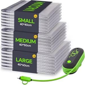 Vacbird Sacchetti Sottovuoto Vestiti Viaggio con Pompa USB, Set di 18 Buste Sottovuoto Vestiti Riutilizzabili, Durata Sacchetti Sottovuoto da Viaggio - Essenziali per Viaggi Salvaspazio