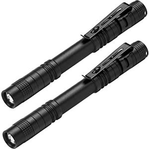 flintronic Mini Torcia a LED, 2 Torce da Lavoro, Torcia Impermeabile Portatile con Penna da 200 Lumen, Utilizzata per il fai da te, Lavoro e l'illuminazione di Emergenza, 2 Batterie AAA (non incluse)