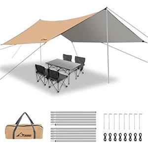 WADEO Telo per Tenda da Campeggio impermeabile, amaca resistente 3 x 3,6 m, antipioggia, leggero, facile da installare, riparo per zaino in spalla, escursionismo