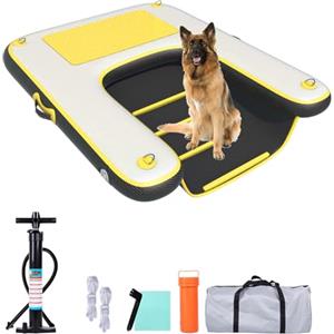 HEYLIFE Rampa Gonfiabile Per Cani cancelletti e Rampe Inflatable Dog Water Pool Ramp Per Piscina Fino a 100 kg Yellow 150x100x10cm